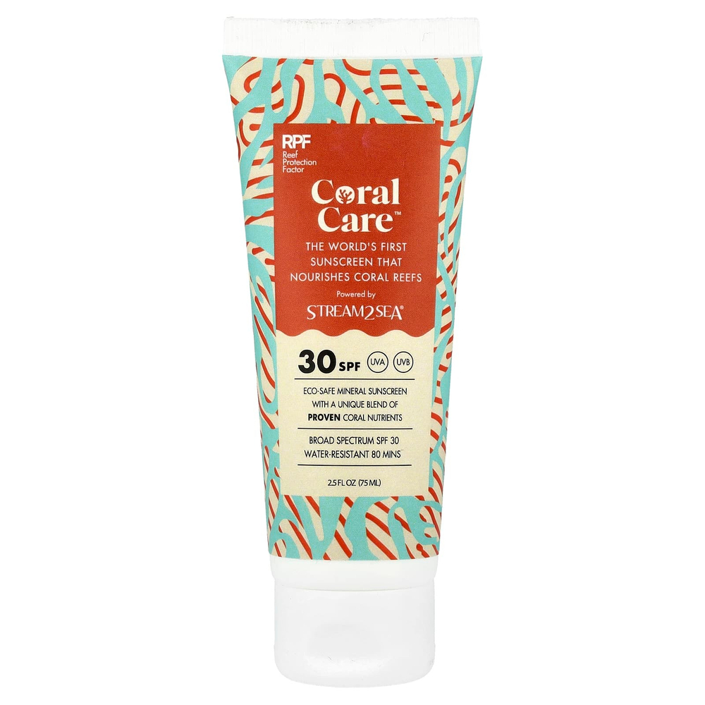 Stream2Sea, Coral Care ™, солнцезащитное средство, SPF 30, 75 мл (2,5 жидк. Унции)