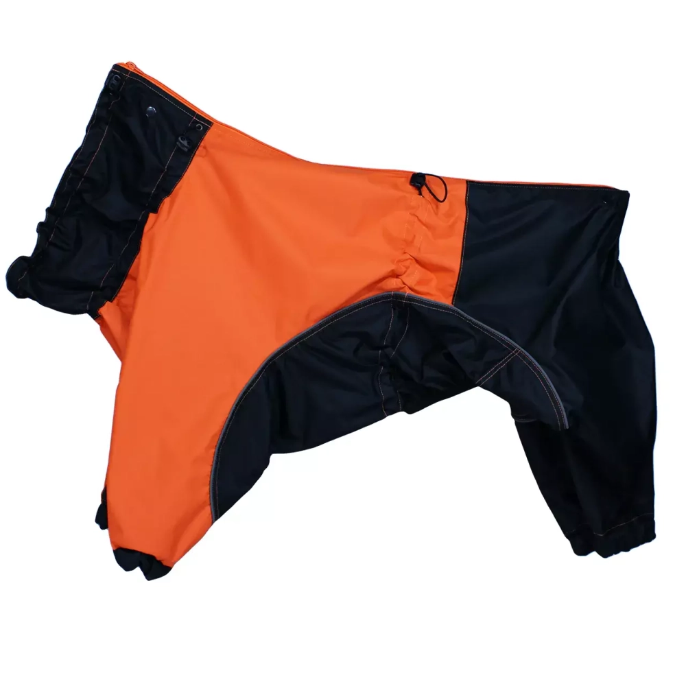 Комбинезон дождевик для собак White Wolf вырез на мальчика оранжевый-черный