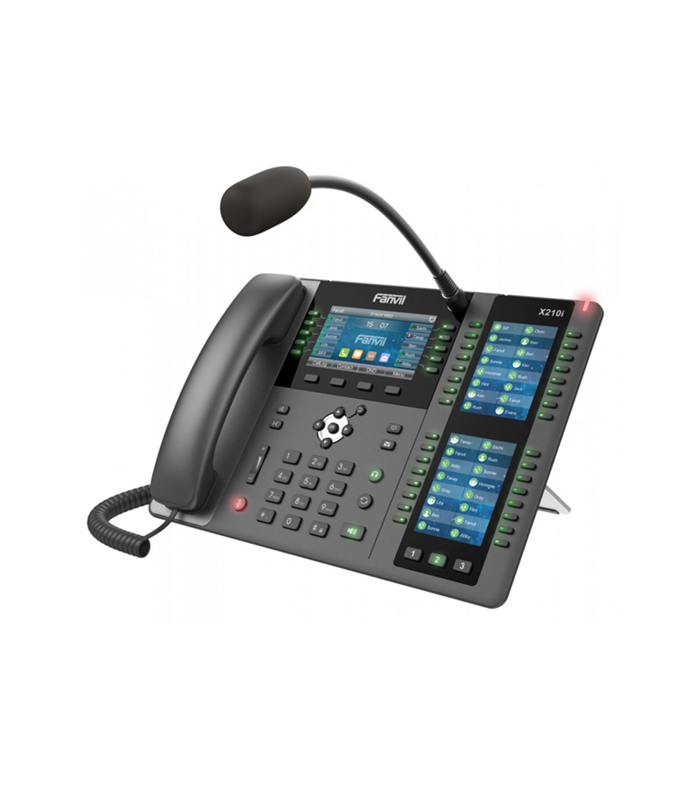 Sip-телефон Fanvil X210i 2xEthernet 10/100/1000, HD Voice, 20 SIP Lines, 10 Line Key, 116 DSS Keys, IPV6/OPUS, 4.3+2*2.4 Multi Color Screen, WIFI & Built-in Bluetooth, POE + Gigabit, Gooseneck Mic, PSU