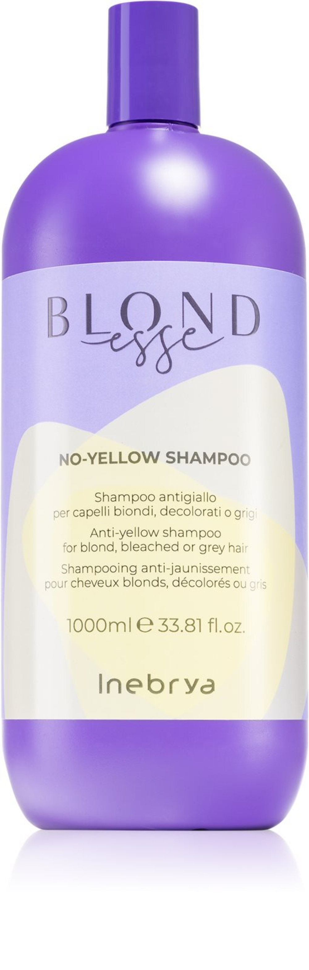 Inebrya BLONDesse No-Yellow Shampoo - шампунь, нейтрализующий желтые тона для светлых и седых волос /   1000  ml  / GTIN 8008277262369