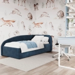 Кровать Элис 90х200 Синий Велюр Правый Угол