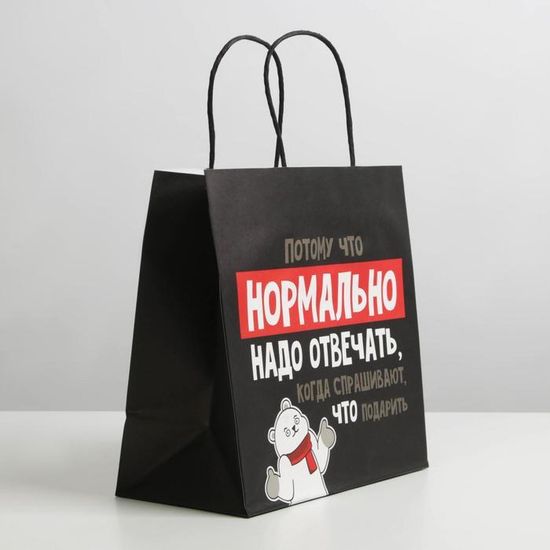 Пакет подарочный «Нормально надо отвечать», 22 × 22 × 11 см 6249080