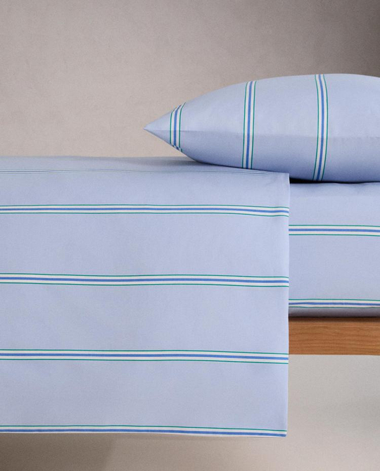 ZARA HOME ДЕТСКИЙ ПОДОДЕЯЛЬНИК В ПОЛОСКУ, СИНИЙ