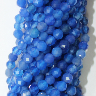 Агат синий юв. огранка бусины 4мм