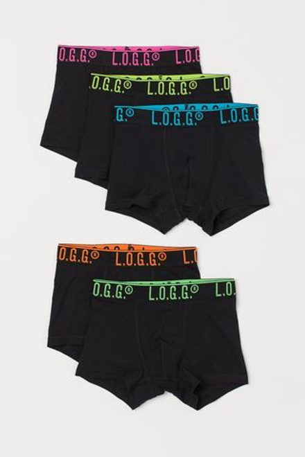 H&M Набор из пяти трусов-боксеров, черный
