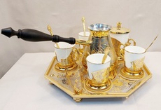 Набор кофейный на 4 персоны с туркой "Вельможа" (Златоуст)