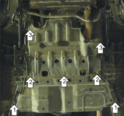 Защита КПП, Разд. коробки. 2 мм, Сталь. для Nissan Patrol 2003-2009 MOTODOR.01422