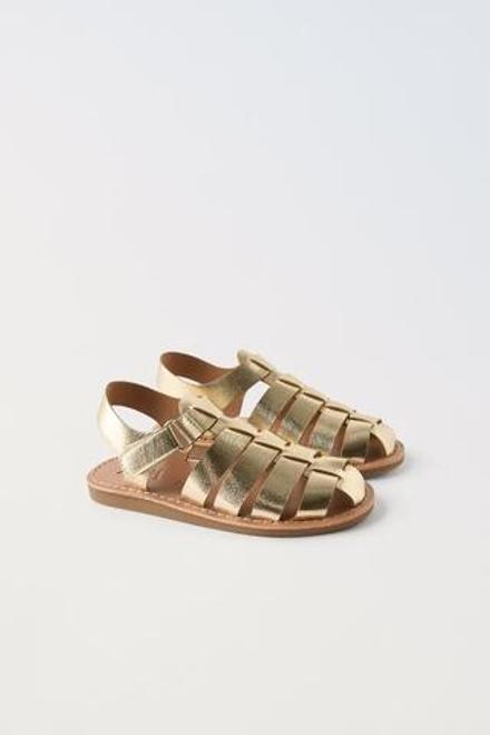 ZARA САНДАЛИИ С МЕТАЛЛИЗИРОВАННОЙ ОТДЕЛКОЙ, ЗОЛОТИСТЫЙ