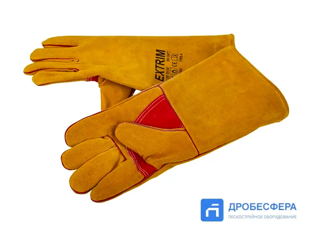 Перчатки пескоструйщика (кожа), оранжевые арт. EXT orange