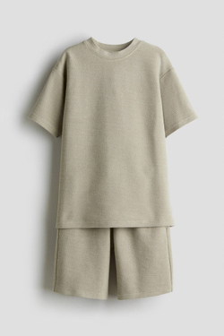 H&M Комплект из футболки и шорт, бежевый