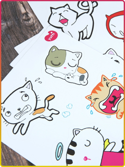 Наклейки стикеры кошки, котики, наклейки коты, детские