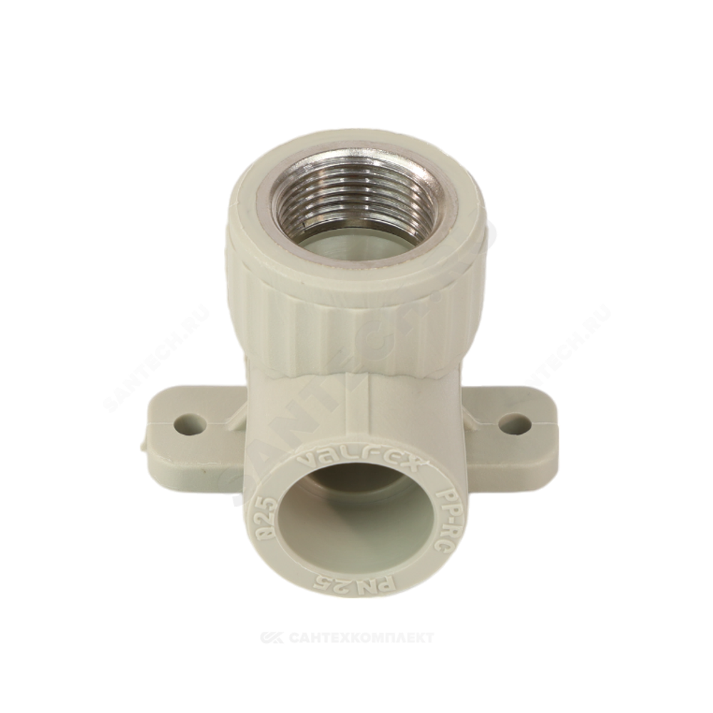 Угольник PP-R комбинированный серый Дн 20х3/4" ВР с креплением VALFEX 10120225Г