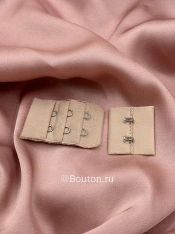 Застежка для бюстгальтера бежевый  2 ряда 6 петель 2 крючка 3х5 см