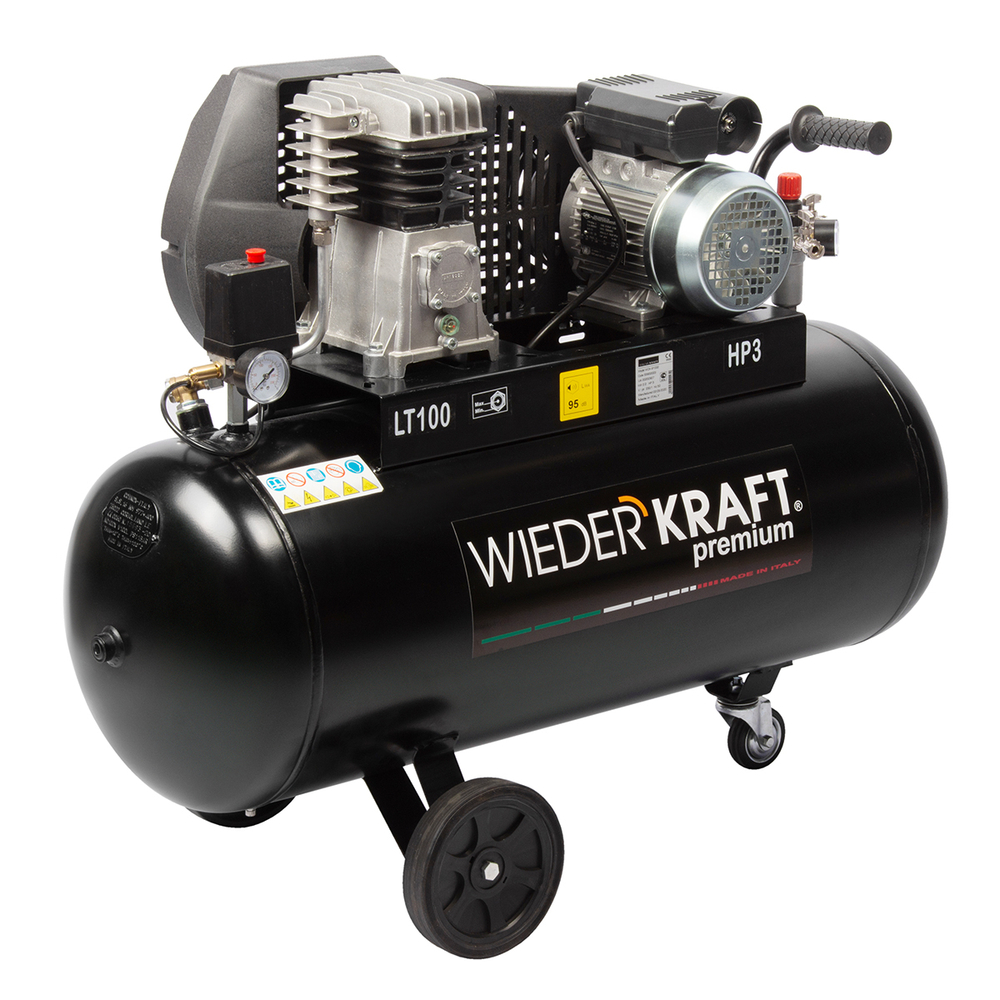 WDK-91040 Компрессор поршневой с ременным приводом 400 л/мин, 2.2 КВт, 220 В, ресивер 100 л