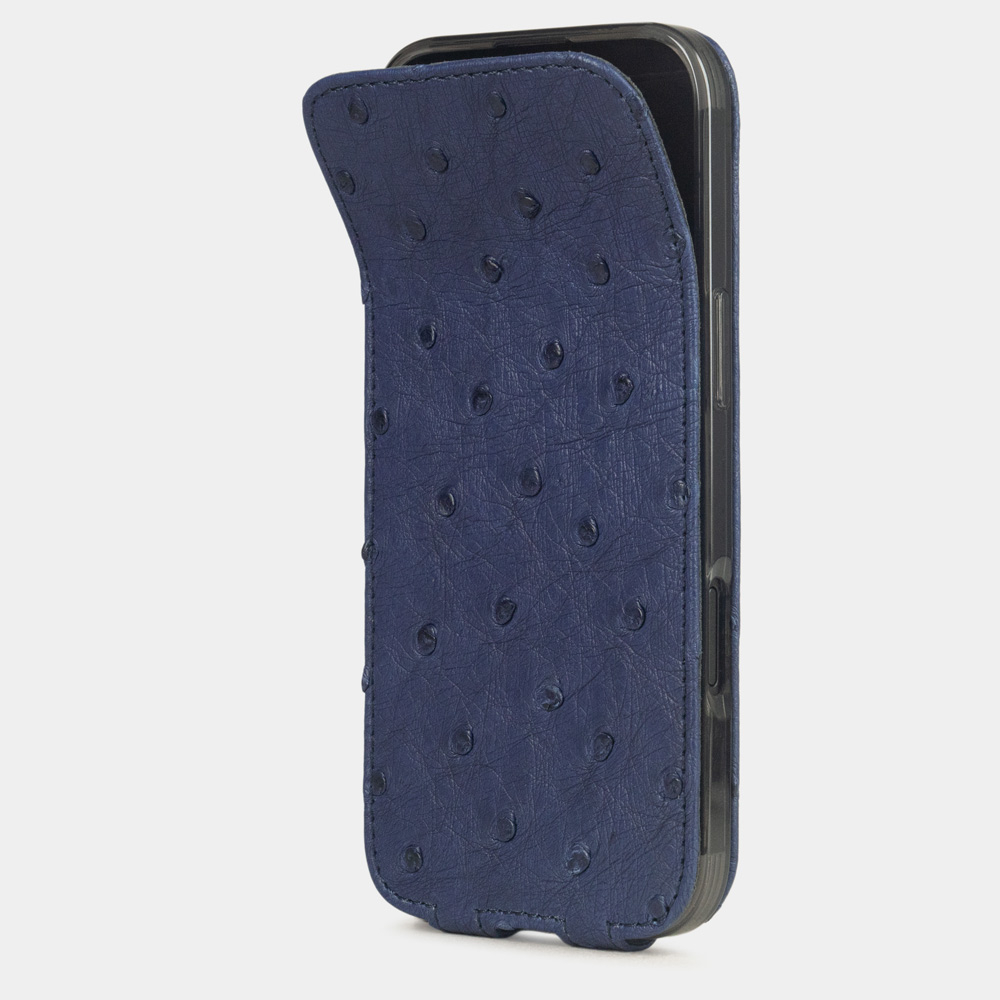 Чехол для iPhone 17 Air из кожи страуса, синего цвета