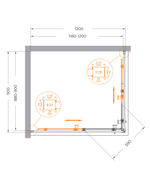 Душевой уголок Cezares RELAX-304-AH-2-120/90-C-BORO, 120х90х200, профиль брашированное золото, прозрачное стекло