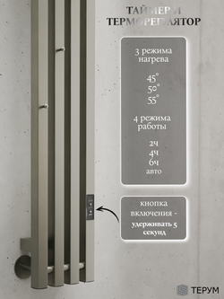 Полотенцесушитель электрический оружейная сталь вертикальный Marco PRO 4 90 x 18