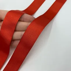 Репсовая лента (сантюр) 25мм, ярко-красная, Греция