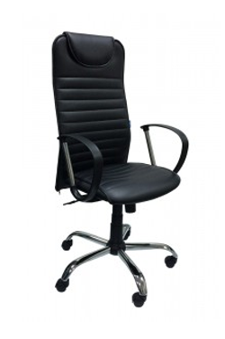 Кресло Страйк спинка к/з перф.чер, подгол.к/з черн,сид.к/з перф.чер,бок к/з черн. Лапласт