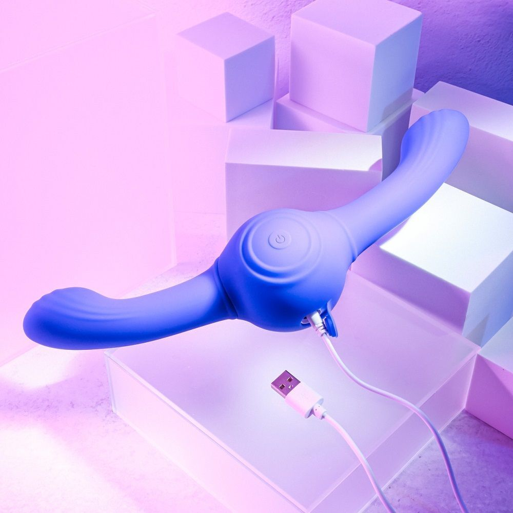 Фиолетовый двусторонний вибромассажер Our Gyro Vibe - 29,5 см. (Цвет: фиолетовый)