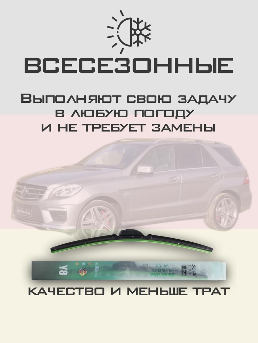 Щетки стеклоочистителя HUOYE Y8 650/600 мм на MercedesBenz MlClass | Push button