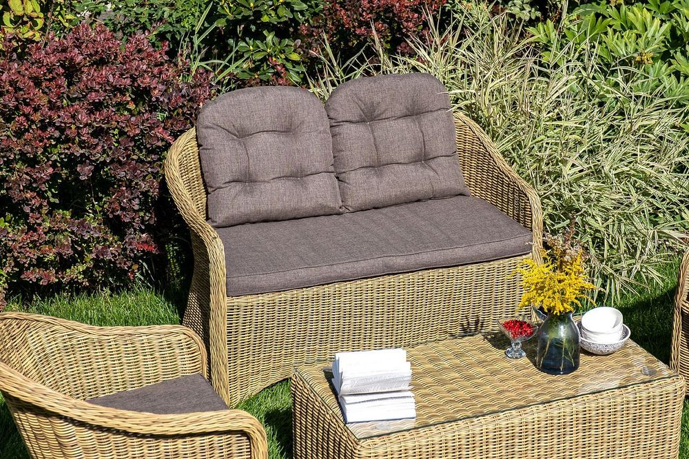 "Равенна" лаунж-зона из искусственного ротанга, цвет соломенный