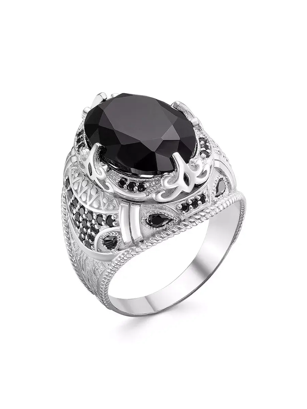 Серебряная печатка с черным агатом