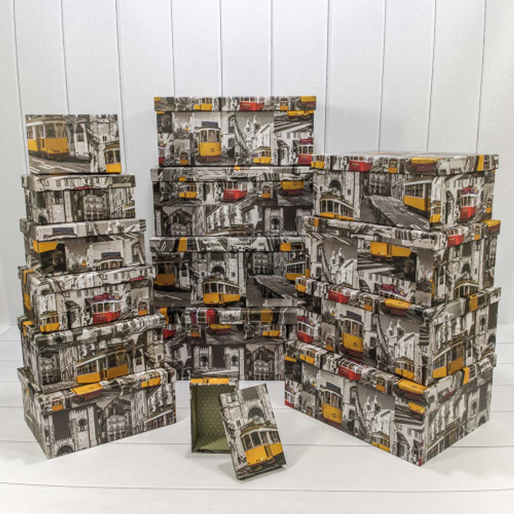 Коробка 42.5х33х17.6 см Набор 15 шт "Трамваи" (Серый)