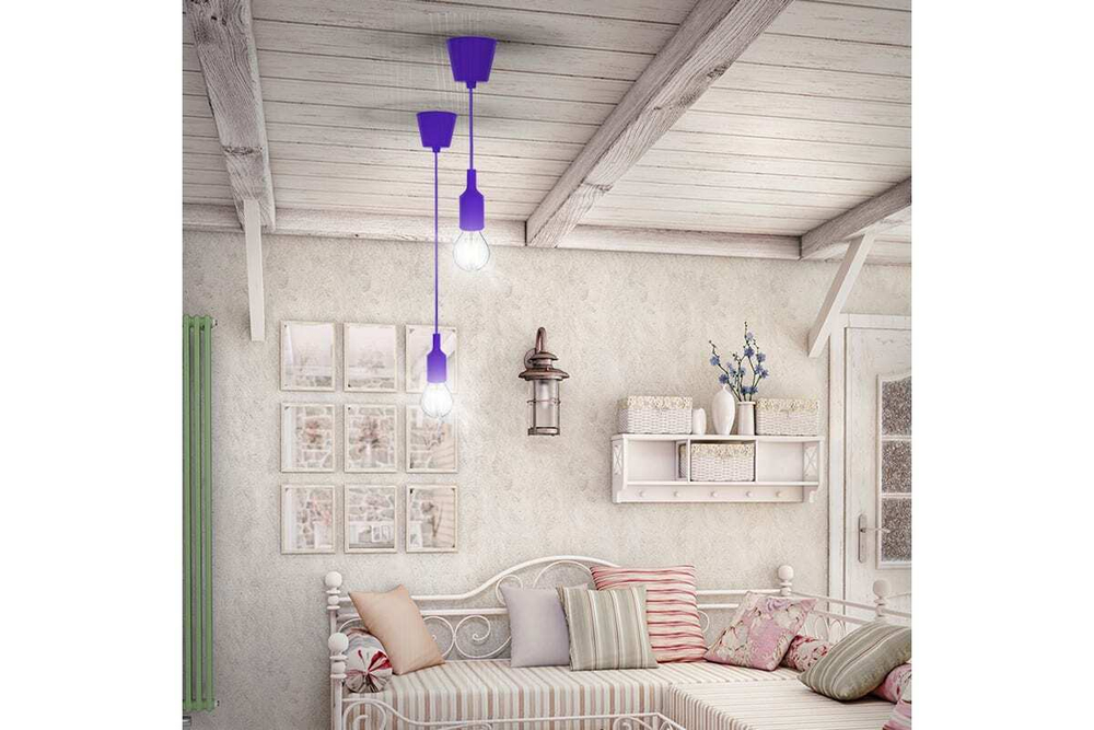 ПАТРОН REXANT Е27 СИЛИКОНОВЫЙ СО ШНУРОМ 1М ФИОЛЕТОВЫЙ 11-8887