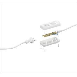 Удлинитель электрический ЭРА UX-2-3m без заземления 2 розетки 3м ПВС 2x0,75мм2 6А белый | Бытовые удлинители