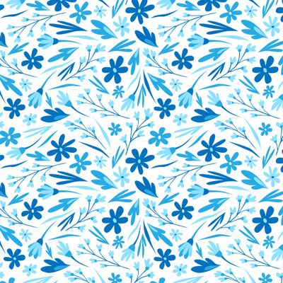 Сине-голубые стилизованные цветы