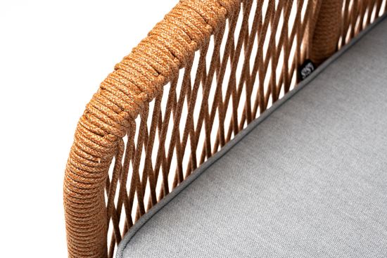 "Канны" кресло плетеное из роупа, каркас алюминий светло-серый (RAL7035) муар, роуп светло-серый круглый, ткань светло-серая