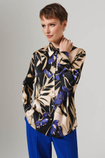 23154 Блузка женская (бежево-черный принт)