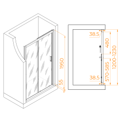 Душевая дверь RGW PA-016 (Матовое-Сатинат, 1200)