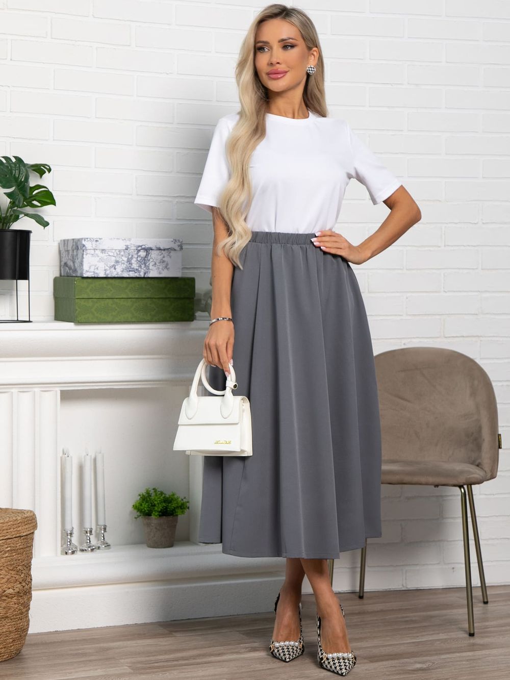 Юбка Льюис (серая) Ю15476-10М LT Collection