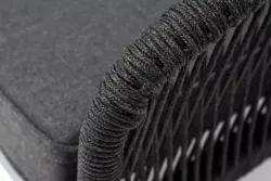 "Канны" левый модуль плетеный из роупа, каркас алюминий темно-серый (RAL7024) муар, роуп темно-серый круглый, ткань темно-серая 027