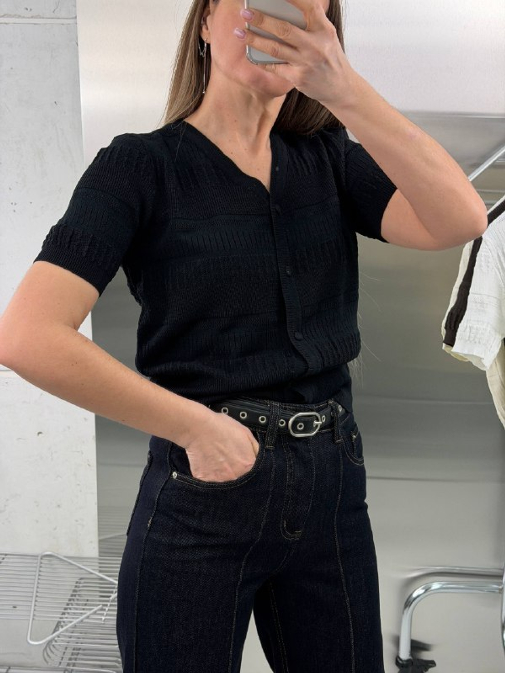 Футболка-поло женская артикул 09028 цвет "чёрный"