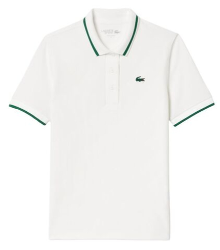 Женское поло Lacoste Pique Polo Shirt With Contrast Striped Collar - белый