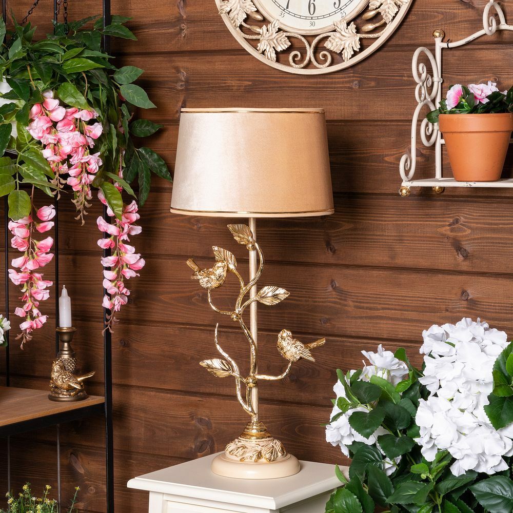 Настольная лампа Терра Spring Айвори с абажуром Тюссо Светло-желтый