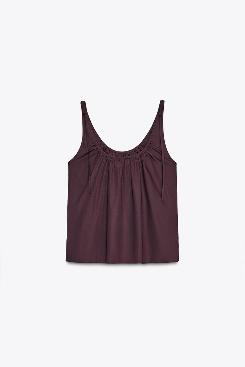 ZARA ТОП ИЗ ПОПЛИНА С ЗАВЯЗКАМИ, БОРДОВЫЙ