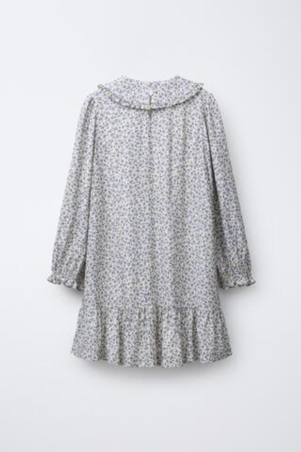 ZARA ПЛАТЬЕ С ЦВЕТОЧНЫМ ПРИНТОМ И ВОЛАНАМИ, ЭКРЮ