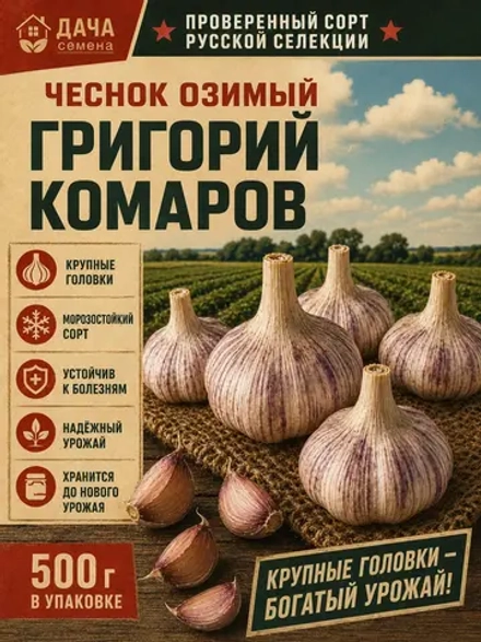 Чеснок озимый Григорий Комаров — крупный, урожай 2025