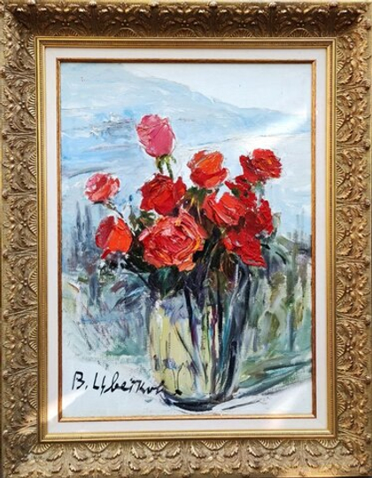 Картина Цветковой В.П. "Розы" холст/масло 50х70