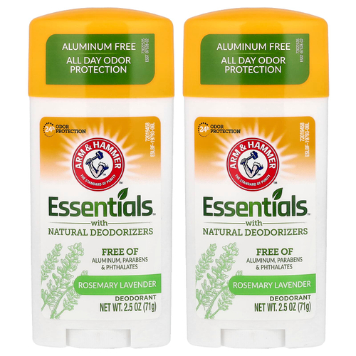 Arm & Hammer, Essentials™ с натуральными дезодорантами, дезодорант, розмарин и лаванда, 2 шт. в упаковке, 71 г (2,5 унции)
