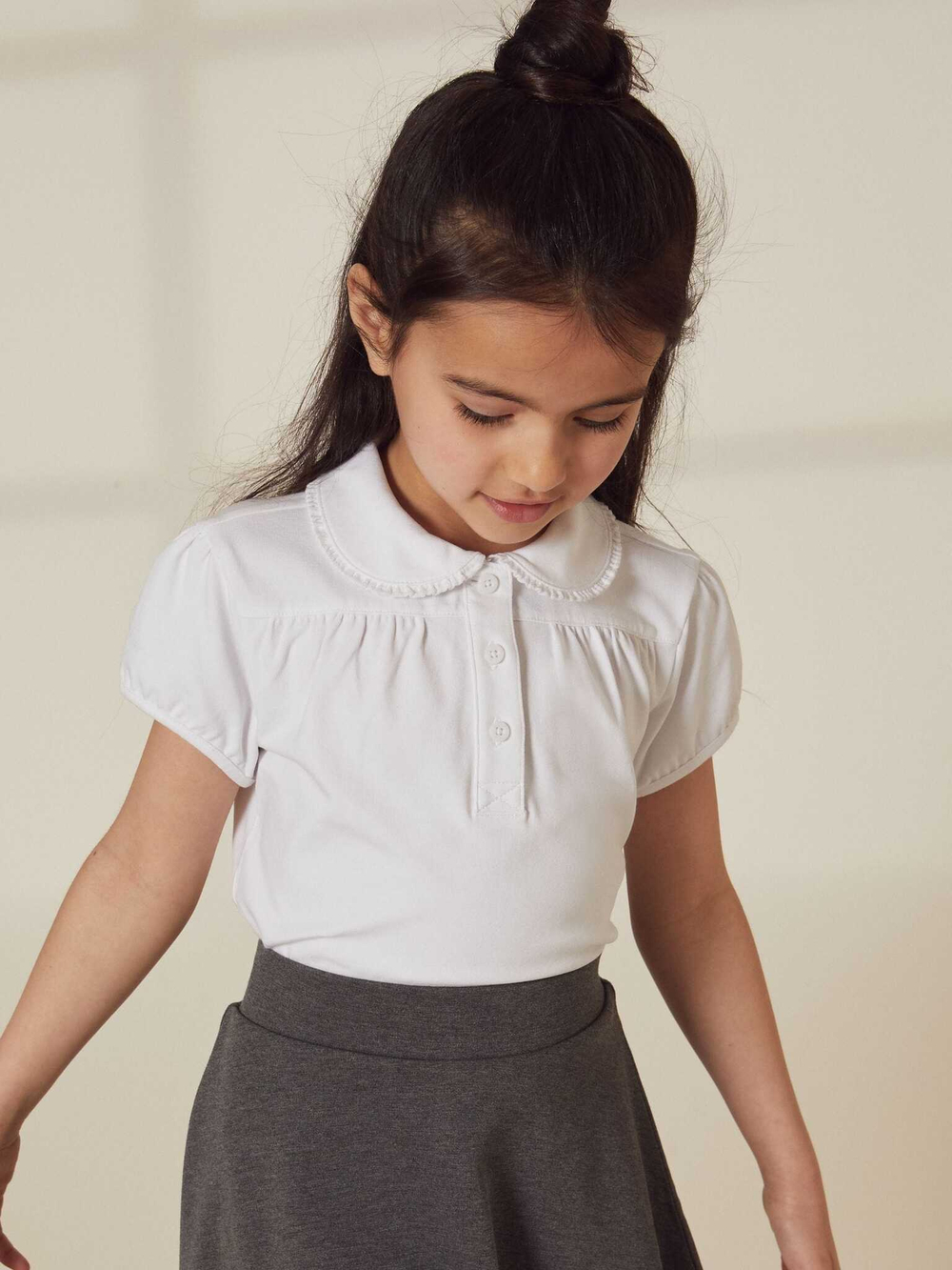 Футболка с воротником для девочки Next C69-805, Белый