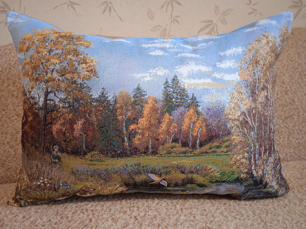 Декоративная гобеленовая наволочка для интерьерной подушки Охота 68х47
