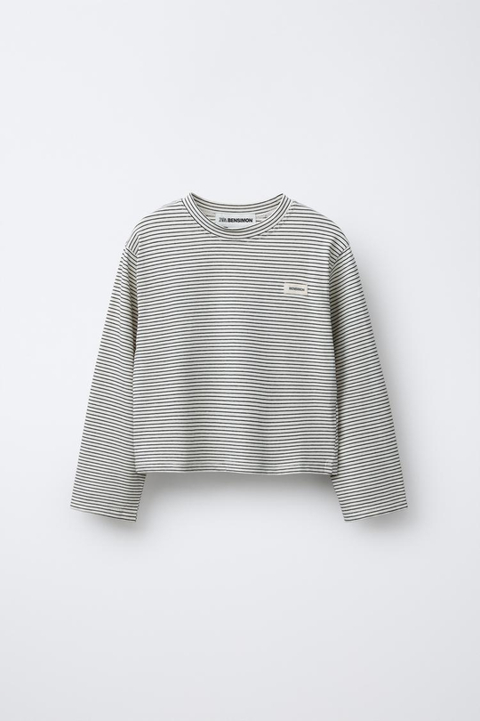 ZARA Х BENSIMON® ФУТБОЛКА С ДЛИННЫМИ РУКАВАМИ, ЭКРЮ