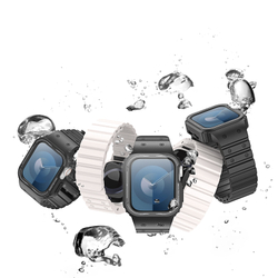Силиконовый чехол-бампер с ремешком на магнитах от Dux Ducis для часов Apple Watch 42, 44, 45 мм, серия Strap One-piece (OA Series)