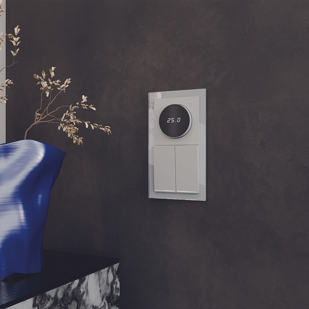 Терморегулятор электронный VOLTUM S70 с индикацией и датчиком, для теплого пола, (сталь)