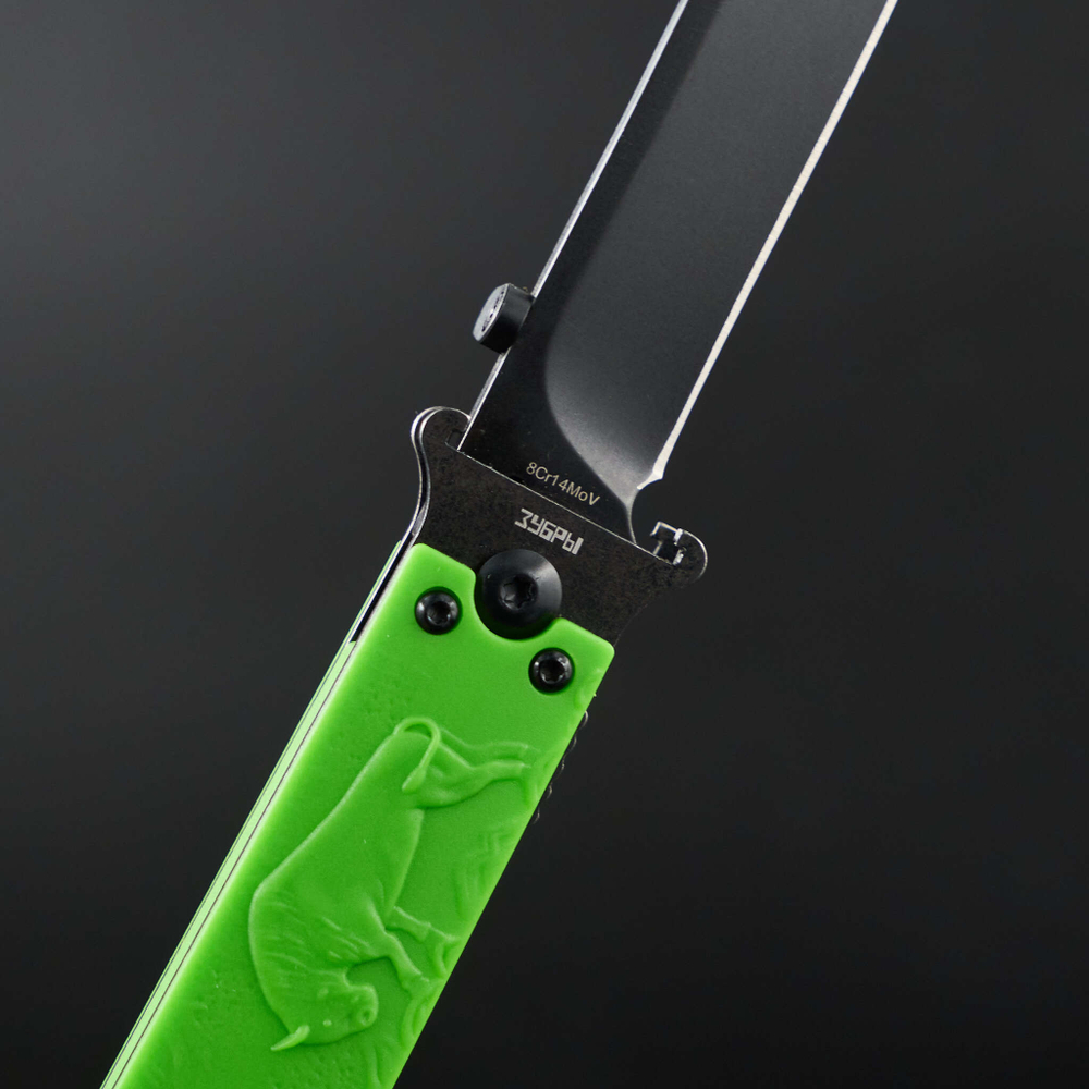 Нож складной Перемен Зубры зеленый (блеквош)